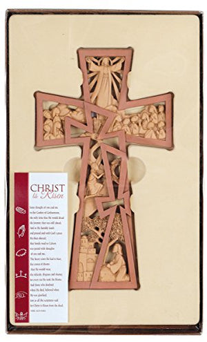 Pierced Stages of Christ, Resurrection, Resin Stone Wall Cross, 13" x 8"