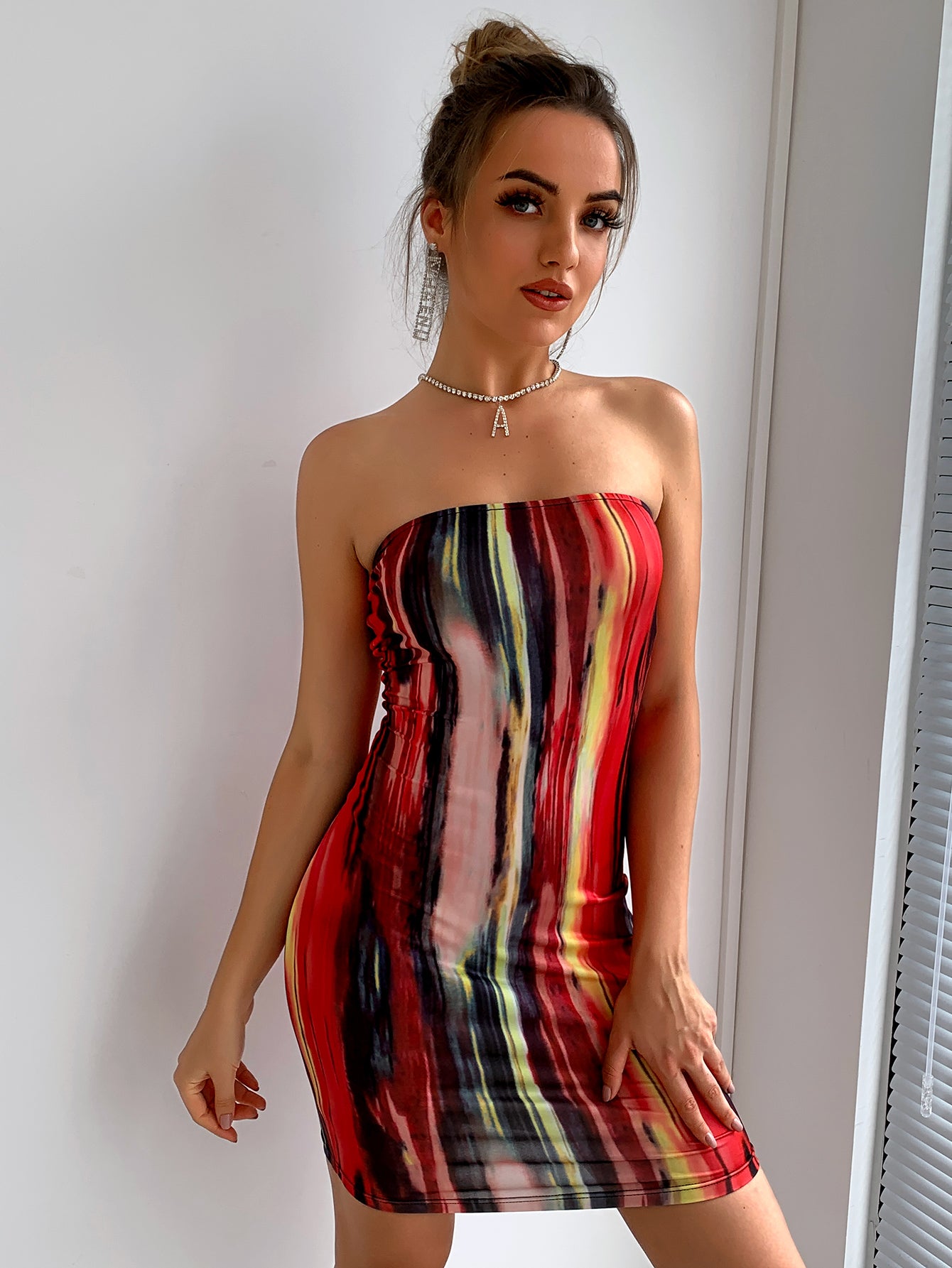 Tie-Dye Strapless Mini Bodycon Dress – Treasure City Tie-Dye Strapless Mini Bodycon Dress – Treasure City