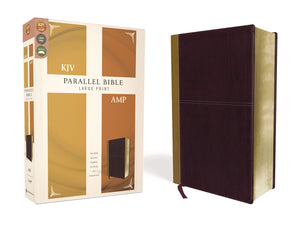 KJV, Amplified, Parallel Bible, Large Print, 10-Point Print, Leathersoft, Tan/Burgundy, Red Letter