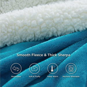 Sherpa Fleece Throw Blanket, Soft Microfiber, 10 Colors