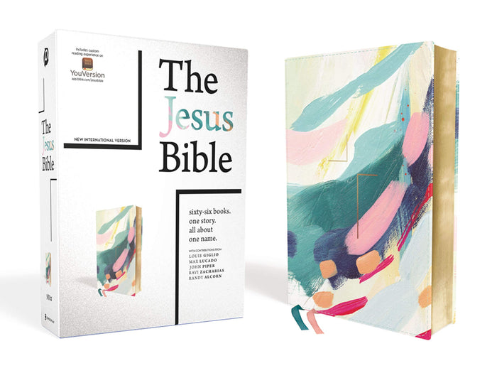 NIV, The Jesus Bible Artist Edition, 9.5-Point Print, Leathersoft, Multi-color/Teal