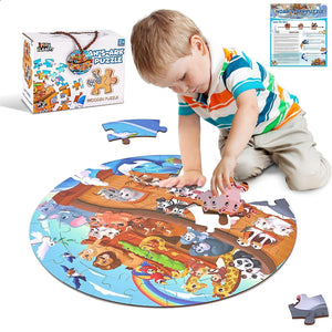 iPlay, iLearn Toddlers Noah's-Ark Wooden Animal Floor Puzzle, Ages 2+