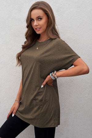 Short Sleeve Round Neck T-Shirt with Pockets