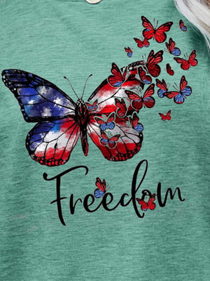 FREEDOM Butterfly Graphic Short Sleeve Tee