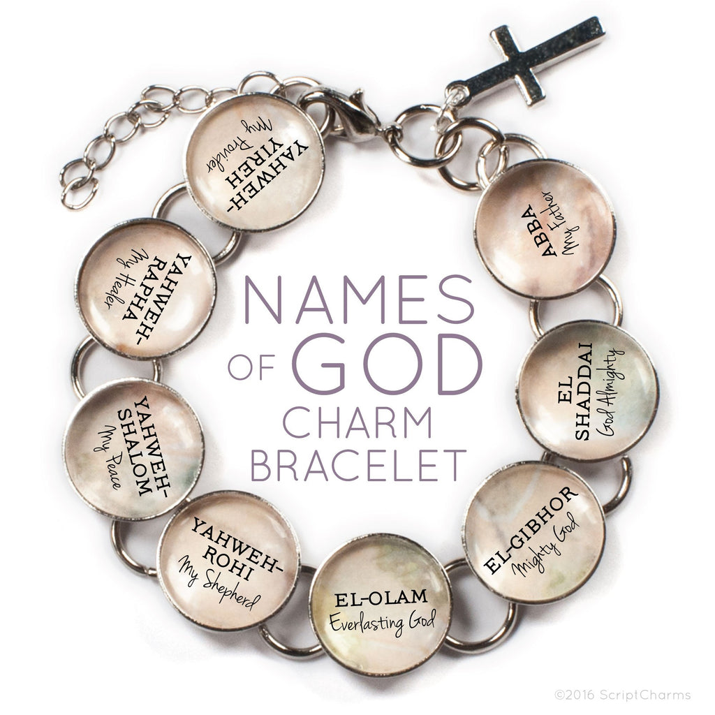 Names of GOD Glass Charm Bracelet