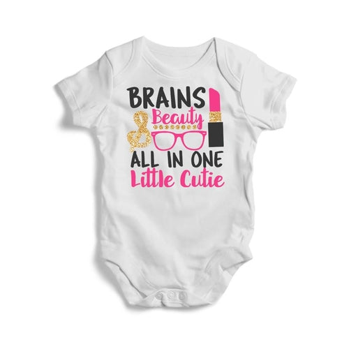 Brains and Beauty Little Cutie, Baby Short Sleeve Bodysuit