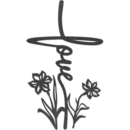 Love Flower Cross, Metal Wall Art