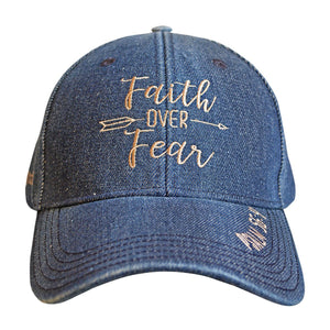 Faith Over Fear (Psalm 56:4), Women's Cap, Denim Blue