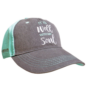 It Is Well With My Soul, Women's Cap, Charcoal/Teal