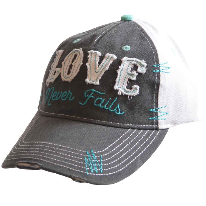 Love Never Fails (1 Corinthians 13:8), Women's Cap, Grey/White