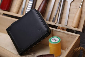 Men's Leather RFID Zip Around Wallet, Bifold, Multi Card, 2 Colors