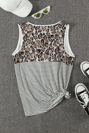 Leopard Striped Scoop Neck Tank