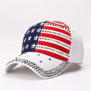American Flag Sparkle Studded Unisex Baseball Cap
