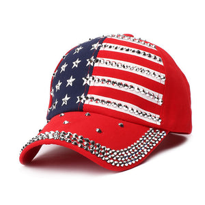 American Flag Sparkle Studded Unisex Baseball Cap