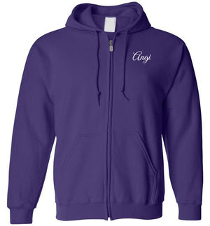 Tipton Ministry Logo on Back, Personalized Name on Front, Zip-Up Hoodie, 12 Colors ANGI