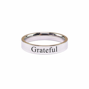 Grateful, Comfort Fit Inspirational Ring