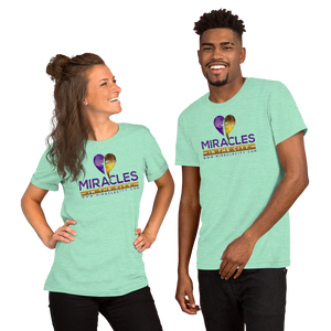 Miracles in the City Logo, Knows Your Name, Front & Back Print, Short-Sleeve Unisex T-Shirt, 12 Colors
