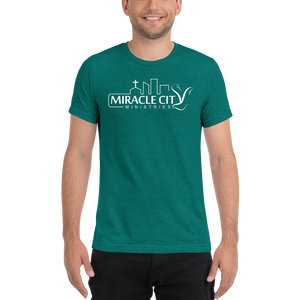 Miracles City Logo, Knows Your Name, Front & Back Print, Short-Sleeve Unisex T-Shirt, 12 Colors