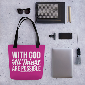 With God All Things Are Possible, Tote Bag, 6 Colors