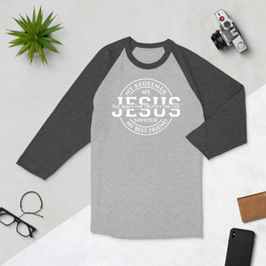 Jesus My Redeemer, 3/4 Sleeve Unisex Raglan T-Shirt, 5 Colors
